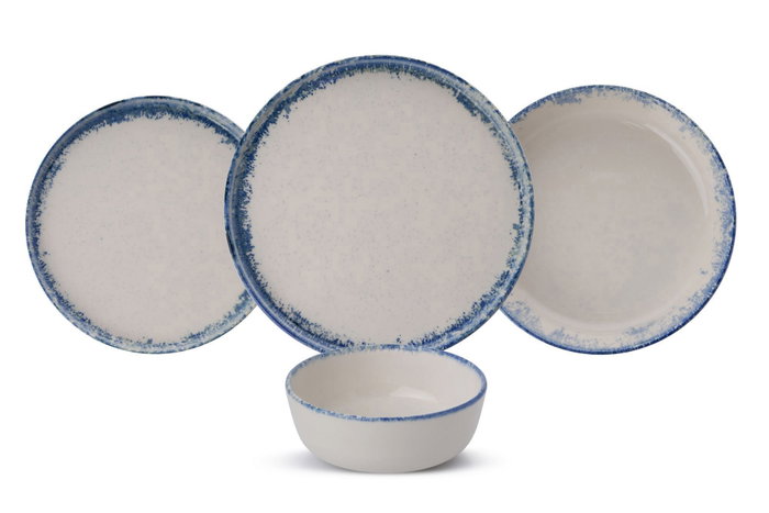 Hermia Roundy - Blue Juego de Cena de Porcelana de 24 Piezas Hermia Roundy - Blue Juego de Cena de Porcelana de 24 Piezas